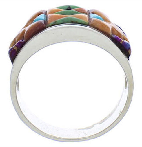 Multicolor Turquoise Sterling Silver Ring Size 8-3/4 VX36260